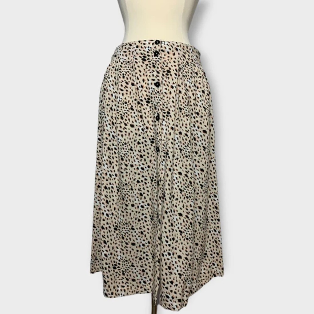 ASOS Design Size 8 Deep Pocket Animal Print Button Down Midi Skirt